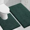 imageSmiry Bathroom Rugs Set 2 Piece Soft Absorbent Chenille Bath Mat and UShaped Toilet Rug Set Non Slip Shaggy Bath Carpet for Tub Shower and Floor 30x2024x20 BlackGreen
