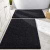 imageSmiry Bathroom Rugs Set 2 Piece Soft Absorbent Chenille Bath Mat and UShaped Toilet Rug Set Non Slip Shaggy Bath Carpet for Tub Shower and Floor 30x2024x20 BlackBlack