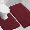 imageSmiry Bathroom Rugs Set 2 Piece Soft Absorbent Chenille Bath Mat and UShaped Toilet Rug Set Non Slip Shaggy Bath Carpet for Tub Shower and Floor 30x2024x20 BlackBurgundy