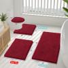 imageSmiry Bathroom Rugs Set 2 Piece Soft Absorbent Chenille Bath Mat and UShaped Toilet Rug Set Non Slip Shaggy Bath Carpet for Tub Shower and Floor 30x2024x20 BlackRed