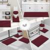 imageSmiry Bathroom Rugs Set 2 Piece Soft Absorbent Chenille Bath Mat and UShaped Toilet Rug Set Non Slip Shaggy Bath Carpet for Tub Shower and Floor 30x2024x20 BlackBurgundy