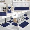 imageSmiry Bathroom Rugs Set 2 Piece Soft Absorbent Chenille Bath Mat and UShaped Toilet Rug Set Non Slip Shaggy Bath Carpet for Tub Shower and Floor 30x2024x20 BlackNavy Blue