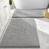 imageSmiry Bathroom Rugs Set 2 Piece Soft Absorbent Chenille Bath Mat and UShaped Toilet Rug Set Non Slip Shaggy Bath Carpet for Tub Shower and Floor 30x2024x20 BlackLight Grey