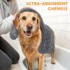 imageSmiry Chenille Dog Drying Towel Extra Absorbent Bath Towel for Mud Dogs Ultra Soft Quick Dry Pet Wash Mitt for Bathing Grooming and PostWalk Cleaning 31x13 Inches BlackDark Grey