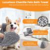 imageSmiry Chenille Dog Drying Towel Extra Absorbent Bath Towel for Mud Dogs Ultra Soft Quick Dry Pet Wash Mitt for Bathing Grooming and PostWalk Cleaning 31x13 Inches BlackGrey