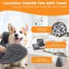 imageSmiry Chenille Dog Drying Towel Extra Absorbent Bath Towel for Mud Dogs Ultra Soft Quick Dry Pet Wash Mitt for Bathing Grooming and PostWalk Cleaning 31x13 Inches BlackDark Grey