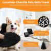 imageSmiry Chenille Dog Drying Towel Extra Absorbent Bath Towel for Mud Dogs Ultra Soft Quick Dry Pet Wash Mitt for Bathing Grooming and PostWalk Cleaning 31x13 Inches BlackBlack