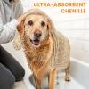 imageSmiry Chenille Dog Drying Towel Extra Absorbent Bath Towel for Mud Dogs Ultra Soft Quick Dry Pet Wash Mitt for Bathing Grooming and PostWalk Cleaning 31x13 Inches BlackBeige
