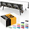 imageSmiry Disposable Table Cloth  6 Pack 54 x 108 Inch Waterproof Rectangle Tablecloths for Parties Decorative Plastic Table Cover Leakproof ampamp Sturdy NavyBlack  White