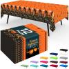imageSmiry Disposable Table Cloth  6 Pack 54 x 108 Inch Waterproof Rectangle Tablecloths for Parties Decorative Plastic Table Cover Leakproof ampamp Sturdy NavyBlack  Orange