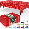 imageSmiry Disposable Table Cloth  6 Pack 54 x 108 Inch Waterproof Rectangle Tablecloths for Parties Decorative Plastic Table Cover Leakproof ampamp Sturdy NavyRed  White