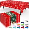 imageSmiry Disposable Table Cloth  6 Pack 54 x 108 Inch Waterproof Rectangle Tablecloths for Parties Decorative Plastic Table Cover Leakproof ampamp Sturdy NavyRed  White