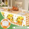 imageSmiry Disposable Table Cloth  6 Pack 54 x 108 Inch Waterproof Rectangle Tablecloths for Parties Decorative Plastic Table Cover Leakproof ampamp Sturdy NavyOrange  White