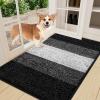 imageSmiry Dog Door Mat for Muddy Paws Absorbs Moisture and Dirt LowProfile Entryway Mat with NonSlip Backing Entry Indoor Outdoor Doormat for Inside Floor 30x20 Inches GreyBlack