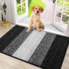 imageSmiry Dog Door Mat for Muddy Paws Absorbs Moisture and Dirt LowProfile Entryway Mat with NonSlip Backing Entry Indoor Outdoor Doormat for Inside Floor 30x20 Inches GreyBlack