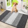 imageSmiry Dog Door Mat for Muddy Paws Absorbs Moisture and Dirt LowProfile Entryway Mat with NonSlip Backing Entry Indoor Outdoor Doormat for Inside Floor 30x20 Inches GreyGrey