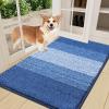 imageSmiry Dog Door Mat for Muddy Paws Absorbs Moisture and Dirt LowProfile Entryway Mat with NonSlip Backing Entry Indoor Outdoor Doormat for Inside Floor 30x20 Inches GreyNavy Blue