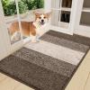 imageSmiry Dog Door Mat for Muddy Paws Absorbs Moisture and Dirt LowProfile Entryway Mat with NonSlip Backing Entry Indoor Outdoor Doormat for Inside Floor 30x20 Inches GreyLight Brown