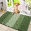 imageSmiry Dog Door Mat for Muddy Paws Absorbs Moisture and Dirt LowProfile Entryway Mat with NonSlip Backing Entry Indoor Outdoor Doormat for Inside Floor 30x20 Inches GreyGreen