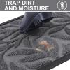 imageSmiry Front Door Mat Indoor Outdoor Entrance Heavy Duty Natural Rubber Trap Dirt and Moisture NonSlip Doormats Low Profile Easy Clean Patio Porch Entryway Mat 295x17 NavySilver Grey