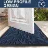 imageSmiry Front Door Mat Indoor Outdoor Entrance Heavy Duty Natural Rubber Trap Dirt and Moisture NonSlip Doormats Low Profile Easy Clean Patio Porch Entryway Mat 295x17 NavyOcean Blue