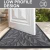 imageSmiry Front Door Mat Indoor Outdoor Entrance Heavy Duty Natural Rubber Trap Dirt and Moisture NonSlip Doormats Low Profile Easy Clean Patio Porch Entryway Mat 295x17 NavySilver Grey