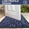 imageSmiry Front Door Mat Indoor Outdoor Entrance Heavy Duty Natural Rubber Trap Dirt and Moisture NonSlip Doormats Low Profile Easy Clean Patio Porch Entryway Mat 295x17 NavyNavy