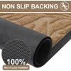 imageSmiry Front Door Mat Indoor Outdoor Entrance Heavy Duty Natural Rubber Trap Dirt and Moisture NonSlip Doormats Low Profile Easy Clean Patio Porch Entryway Mat 295x17 NavyCoffee