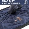 imageSmiry Front Door Mat Indoor Outdoor Entrance Heavy Duty Natural Rubber Trap Dirt and Moisture NonSlip Doormats Low Profile Easy Clean Patio Porch Entryway Mat 295x17 NavyNavy