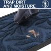 imageSmiry Front Door Mat Indoor Outdoor Entrance Heavy Duty Natural Rubber Trap Dirt and Moisture NonSlip Doormats Low Profile Easy Clean Patio Porch Entryway Mat 295x17 NavyOcean Blue