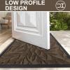 imageSmiry Front Door Mat Indoor Outdoor Entrance Heavy Duty Natural Rubber Trap Dirt and Moisture NonSlip Doormats Low Profile Easy Clean Patio Porch Entryway Mat 295x17 NavyMix Brown