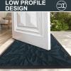imageSmiry Front Door Mat Indoor Outdoor Entrance Heavy Duty Natural Rubber Trap Dirt and Moisture NonSlip Doormats Low Profile Easy Clean Patio Porch Entryway Mat 295x17 NavyLake Blue
