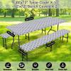 imageSmiry Picnic Table Cover with Bench Covers Waterproof Elastic Fitted Tablecloth for 6 Foot Tables Washable Polyester Tablecloths for Camping Indoor ampamp Outdoor Teal 30x72 Inch 3pc SetGrey