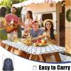 imageSmiry Picnic Table Cover with Bench Covers Waterproof Elastic Fitted Tablecloth for 6 Foot Tables Washable Polyester Tablecloths for Camping Indoor ampamp Outdoor Teal 30x72 Inch 3pc SetWhite
