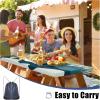 imageSmiry Picnic Table Cover with Bench Covers Waterproof Elastic Fitted Tablecloth for 6 Foot Tables Washable Polyester Tablecloths for Camping Indoor ampamp Outdoor Teal 30x72 Inch 3pc SetGreen Blue