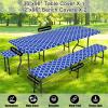 imageSmiry Picnic Table Cover with Bench Covers Waterproof Elastic Fitted Tablecloth for 6 Foot Tables Washable Polyester Tablecloths for Camping Indoor ampamp Outdoor Teal 30x72 Inch 3pc SetBlue