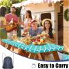 imageSmiry Picnic Table Cover with Bench Covers Waterproof Elastic Fitted Tablecloth for 6 Foot Tables Washable Polyester Tablecloths for Camping Indoor ampamp Outdoor Teal 30x72 Inch 3pc SetTeal