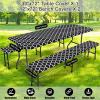imageSmiry Picnic Table Cover with Bench Covers Waterproof Elastic Fitted Tablecloth for 6 Foot Tables Washable Polyester Tablecloths for Camping Indoor ampamp Outdoor Teal 30x72 Inch 3pc SetBlack