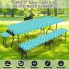 imageSmiry Picnic Table Cover with Bench Covers Waterproof Elastic Fitted Tablecloth for 6 Foot Tables Washable Polyester Tablecloths for Camping Indoor ampamp Outdoor Teal 30x72 Inch 3pc SetTeal