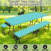 imageSmiry Picnic Table Cover with Bench Covers Waterproof Elastic Fitted Tablecloth for 6 Foot Tables Washable Polyester Tablecloths for Camping Indoor ampamp Outdoor Teal 30x72 Inch 3pc SetTeal