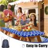 imageSmiry Picnic Table Cover with Bench Covers Waterproof Elastic Fitted Tablecloth for 6 Foot Tables Washable Polyester Tablecloths for Camping Indoor ampamp Outdoor Teal 30x72 Inch 3pc SetBlue