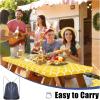 imageSmiry Picnic Table Cover with Bench Covers Waterproof Elastic Fitted Tablecloth for 6 Foot Tables Washable Polyester Tablecloths for Camping Indoor ampamp Outdoor Teal 30x72 Inch 3pc SetYellow