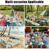 imageSmiry Picnic Table Cover with Bench Covers Waterproof Elastic Fitted Tablecloth for 6 Foot Tables Washable Polyester Tablecloths for Camping Indoor ampamp Outdoor Teal 30x72 Inch 3pc SetGreen Blue
