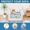 imageSmiry Printed Couch Cushion Covers Stretch Soft Couch Covers for Sofa Washable NonSlip Sofa Slipcover Furniture Protector for Indoor and Outdoor 3 Pack Dark GreyLight Green