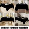 imageSmiry Rectangle Table Cloth Linen Textured Waterproof Spillproof AntiWrinkle Burlap Tablecloth Washable Decorative Fabric Table Cover for Dining Party Banquet 52 x 70 Inch BeigeBlack
