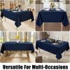 imageSmiry Rectangle Table Cloth Linen Textured Waterproof Spillproof AntiWrinkle Burlap Tablecloth Washable Decorative Fabric Table Cover for Dining Party Banquet 52 x 70 Inch BeigeNavy
