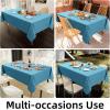 imageSmiry Rectangle Table Cloth Linen Textured Waterproof Spillproof AntiWrinkle Burlap Tablecloth Washable Decorative Fabric Table Cover for Dining Party Banquet 52 x 70 Inch BeigeTeal