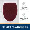 imageSmiry Soft Chenille Bathroom Toilet Lid Cover Machine Washable Covers 175x15 Fits Most Round Elongated and Oblong Lids Accessories Decor WhiteBurgundy