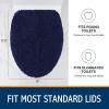 imageSmiry Soft Chenille Bathroom Toilet Lid Cover Machine Washable Covers 175x15 Fits Most Round Elongated and Oblong Lids Accessories Decor WhiteNavy Blue