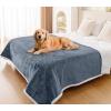 imageSmiry Waterproof Blanket Throw for Large Dogs Soft Reversible Dog Blanket for Sofa Couch Bed Washable Leakproof Sherpa Fleece Furniture Couch Cover Protector50quotx60quot GreyWhiteGreyWhite